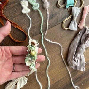 Floral Baby Headband with Sage Green Accents